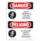 Signmission OSHA Danger, Harness & Lifeline Required Bilingual, 10in X 7in Decal, 7" W, 10" H, Bilingual Spanish OS-DS-D-710-VS-1564 - alternate 1